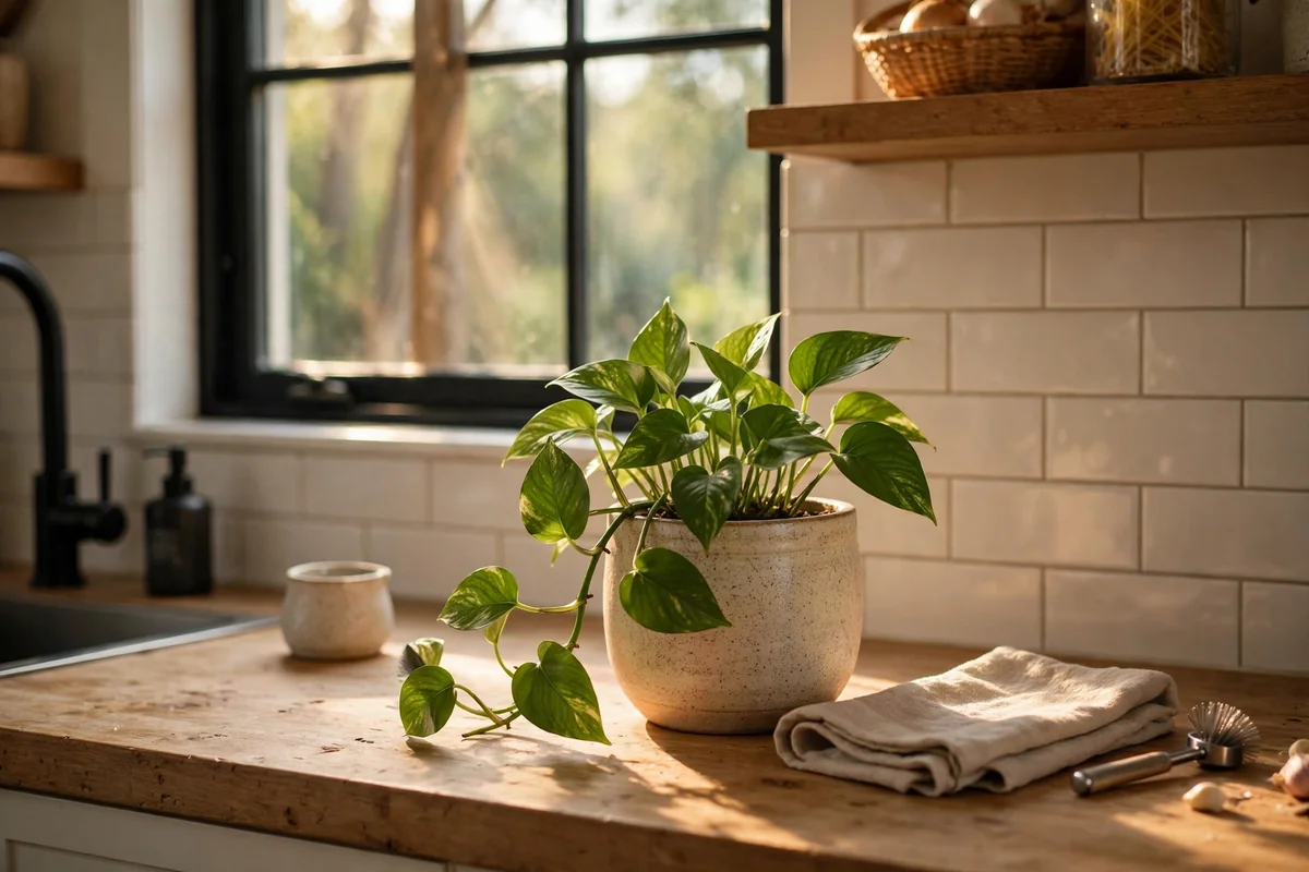 Small plant on kitchen counter