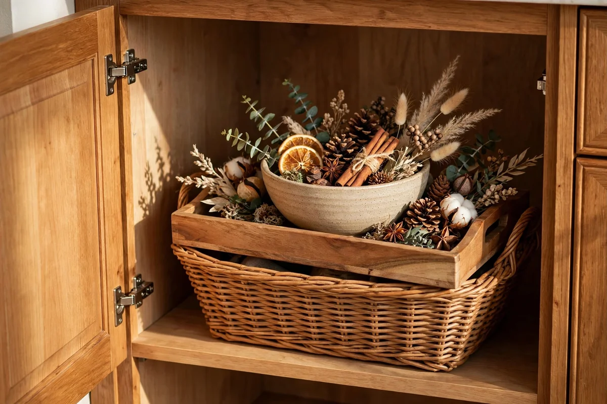 Dedicated cupboard slot storing the island styling pieces