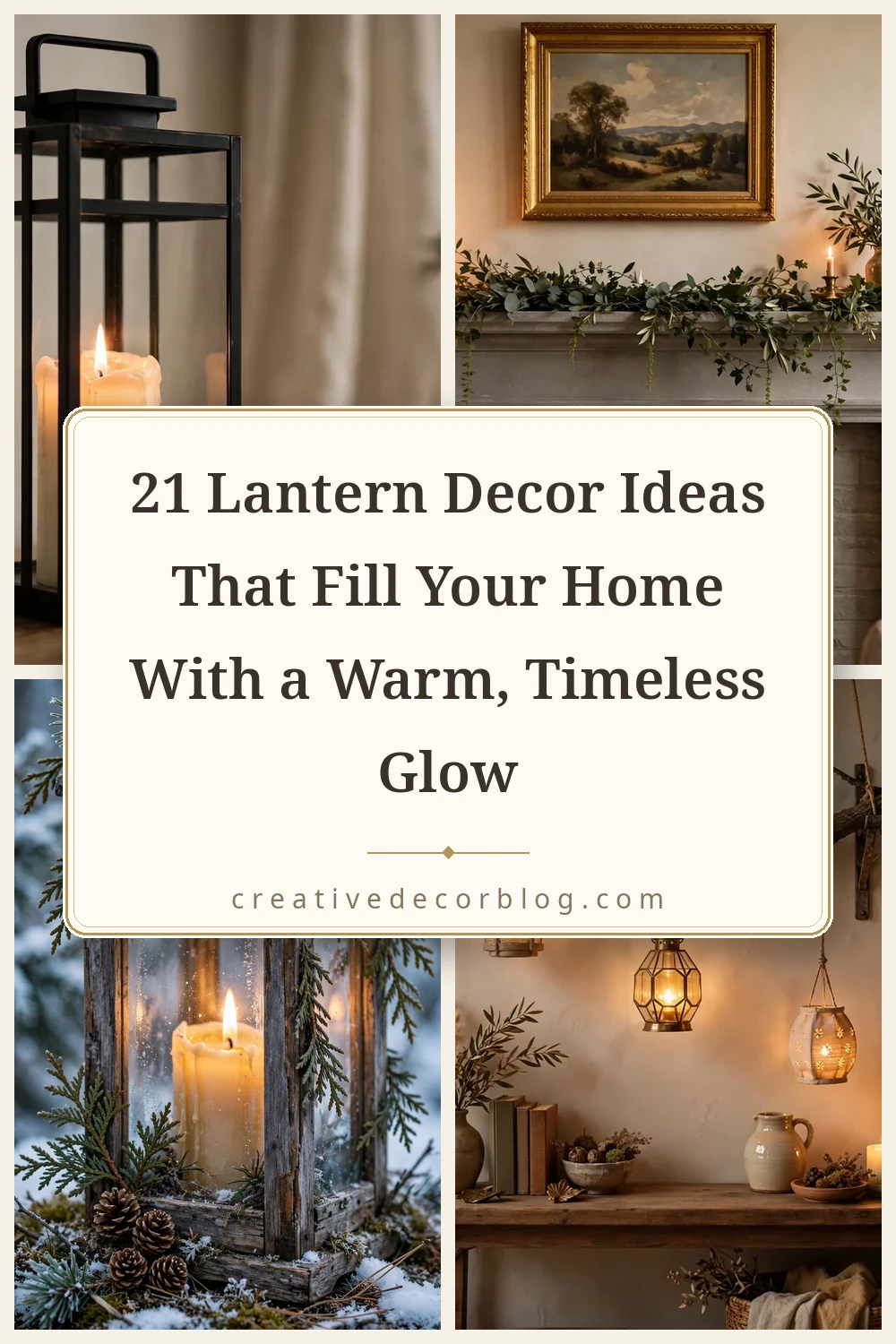 Pinterest pin collage for 21 lantern decor ideas