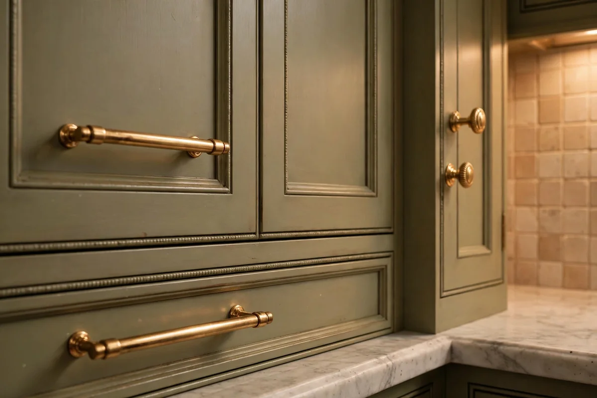 Updated cabinet hardware in kitchen