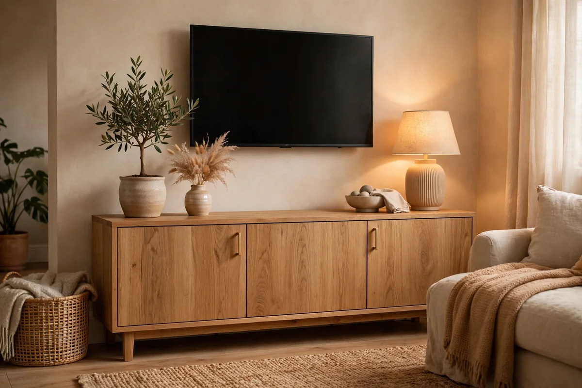 Tidy cord management in elegant living room