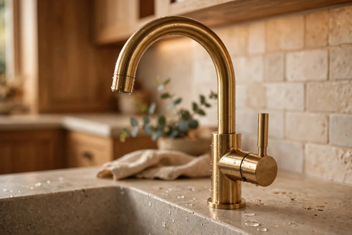 Upgraded faucet in elegant kitchen