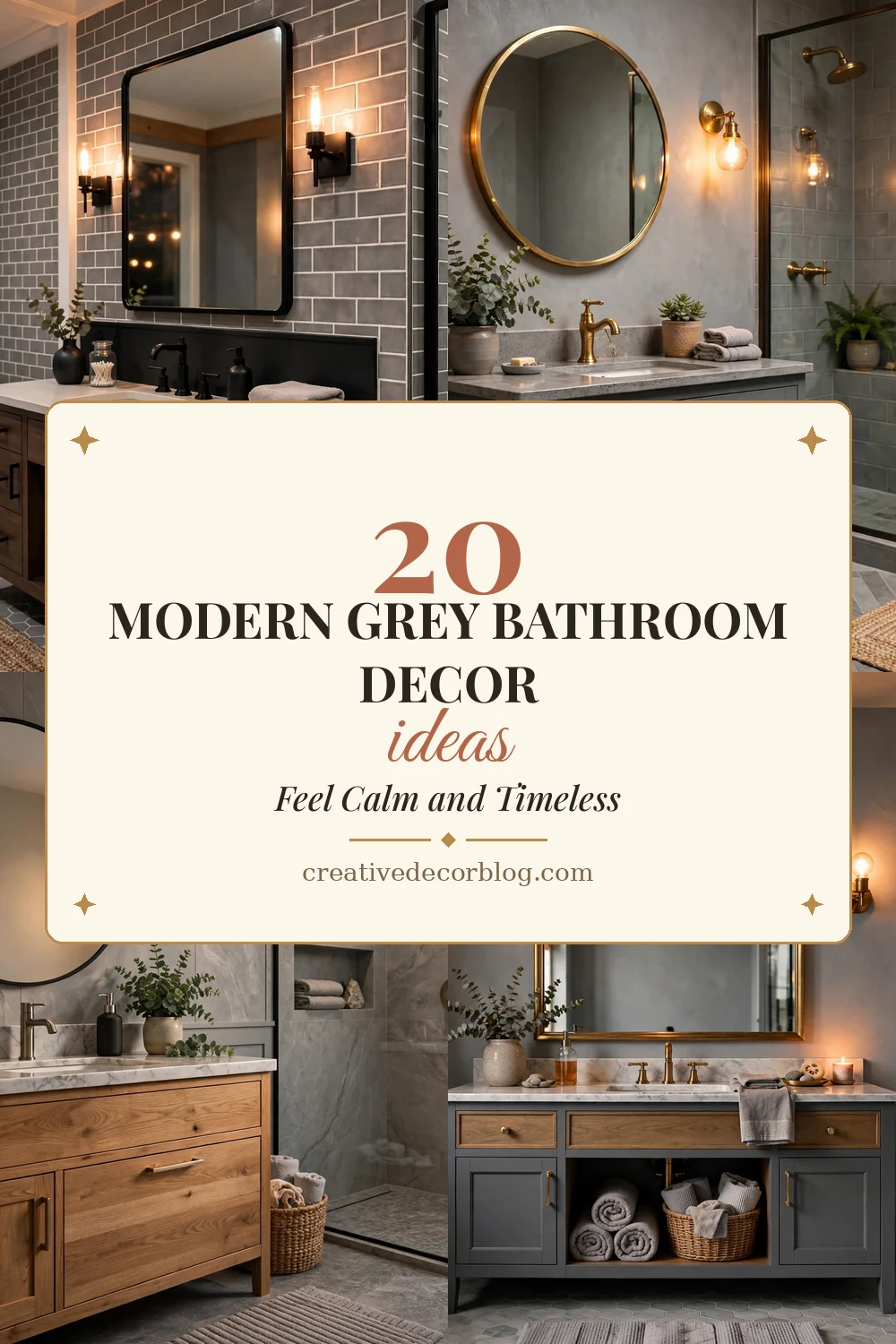 20 modern grey bathroom decor ideas Pinterest pin collage