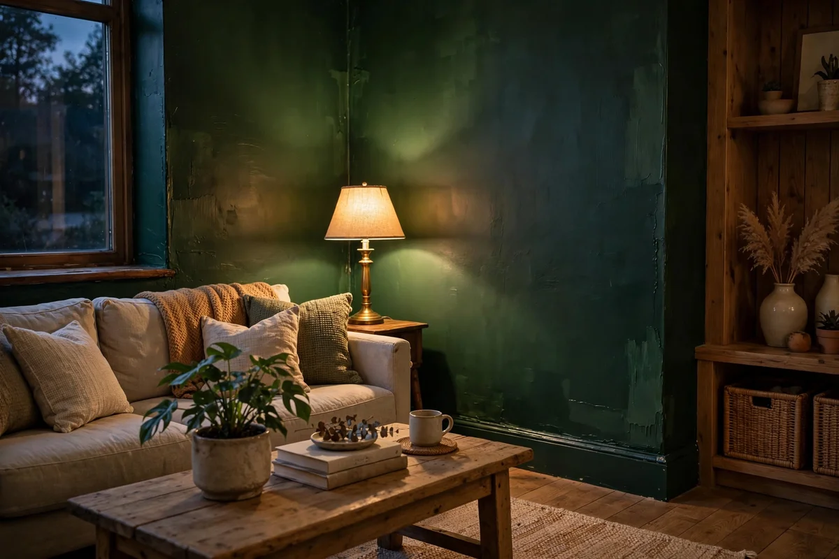 Paint the Walls Deep Forest Green for Evening Depth