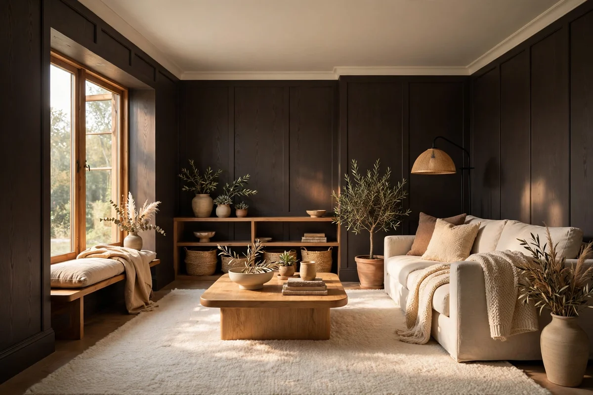 Wrap the Room in Charcoal Brown for a Snug Cocoon