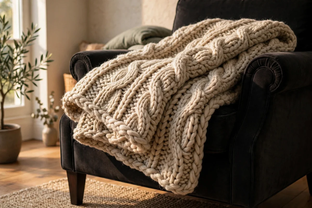 Fold a Chunky Wool Throw Over the Armchair