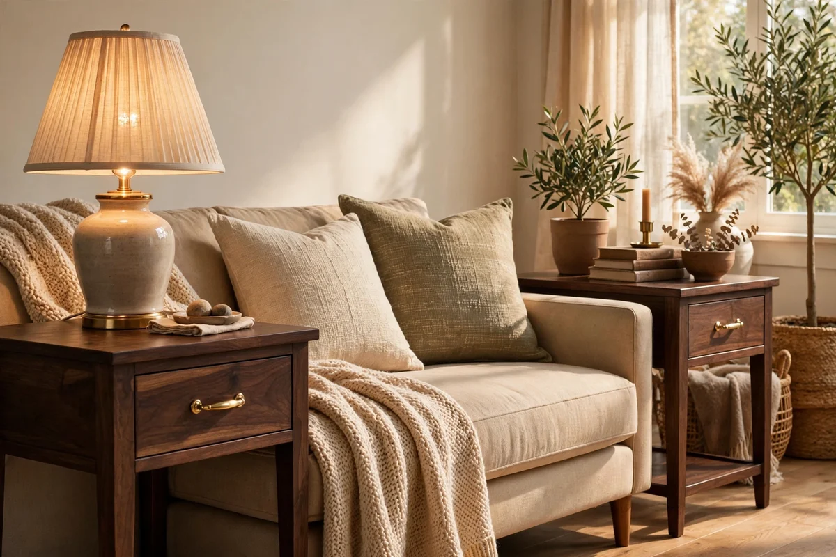 Choose Dark Wood Side Tables With Brass Details