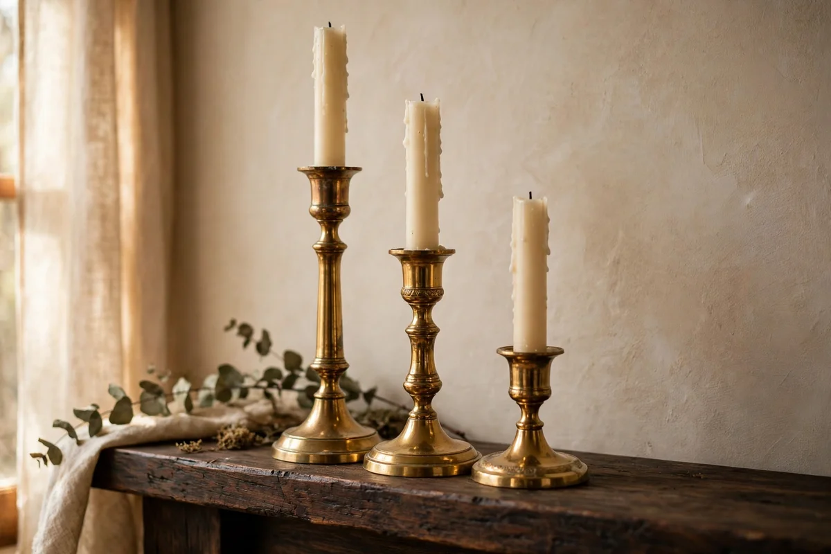 Add Brass Candlesticks in Groups of Three