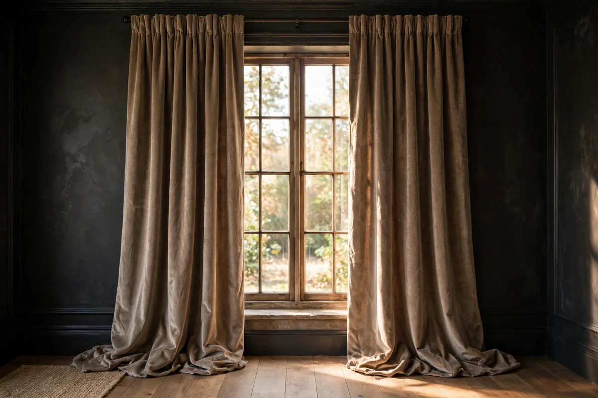 Hang Floor Length Curtains in Heavy Fabric