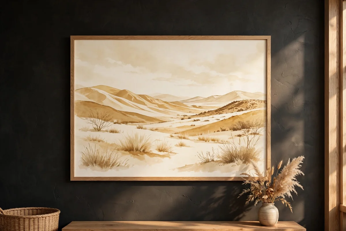 Hang One Large Framed Print on the Dark Wall