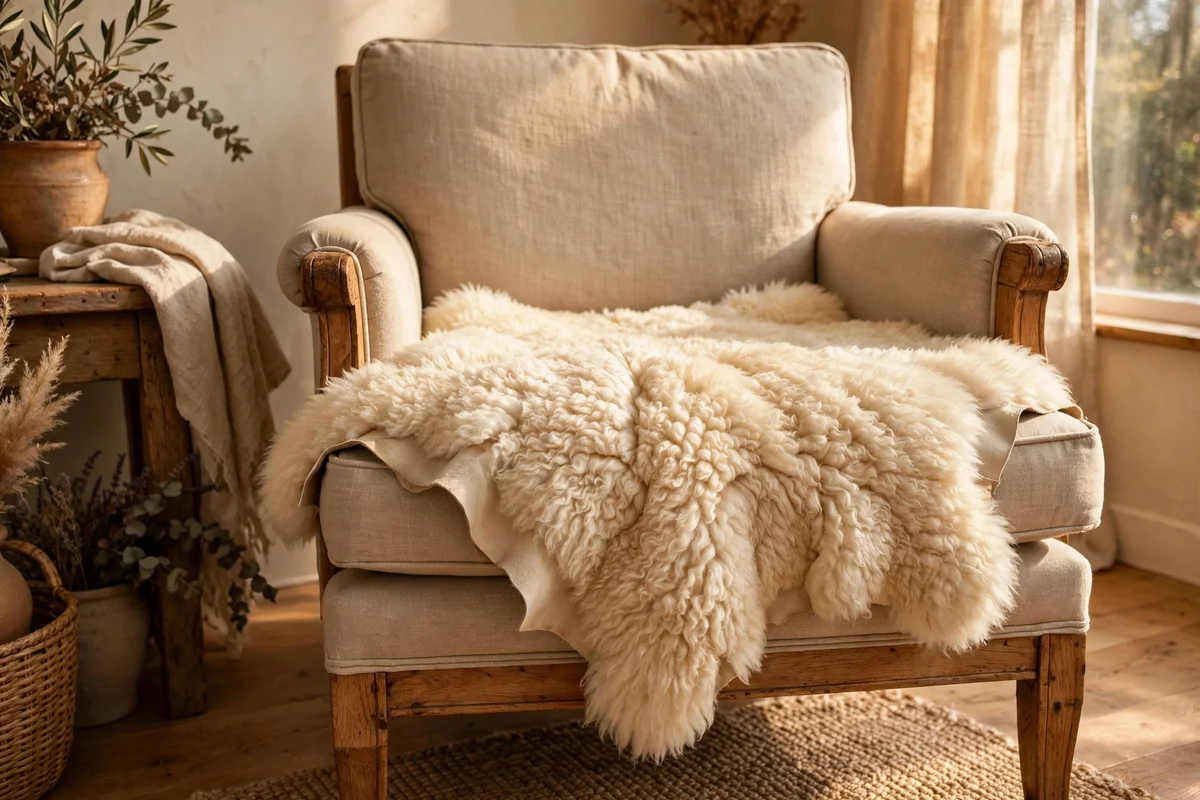 Layer Sheepskin Over the Chair Seat for Softness