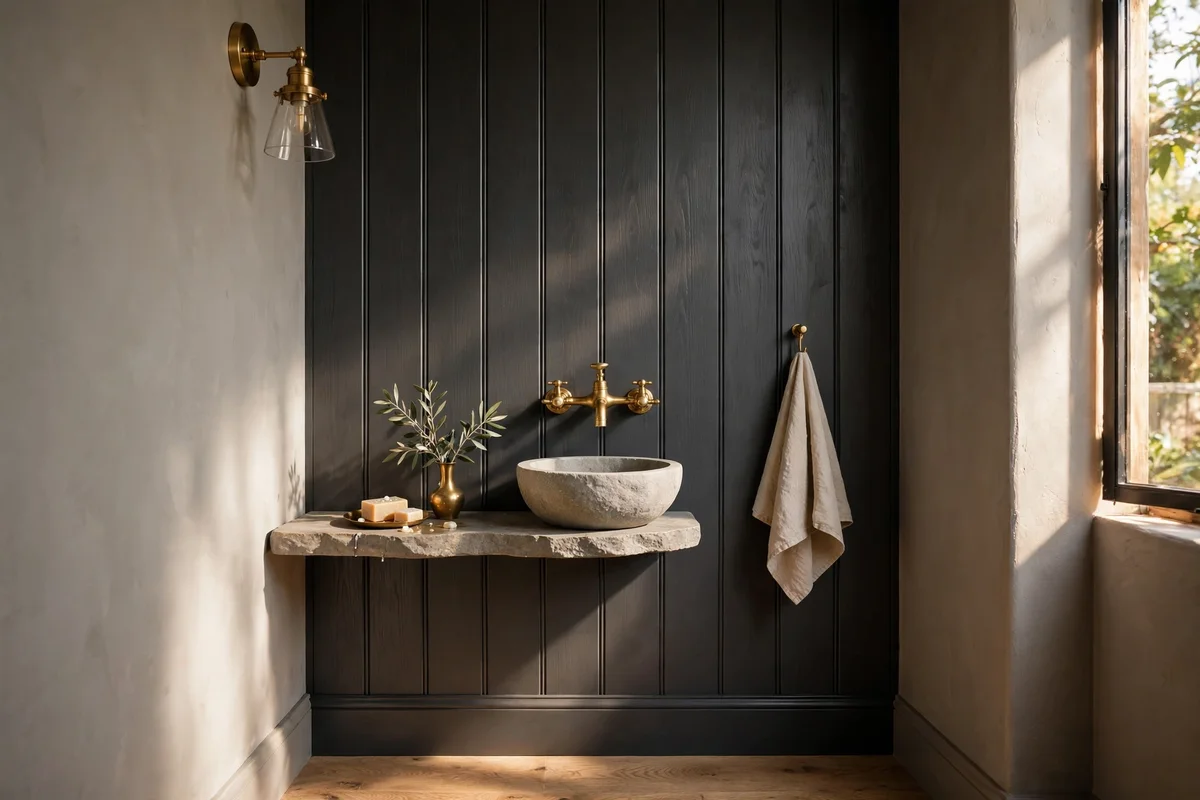 Line One Wall With Charcoal Tongue and Groove