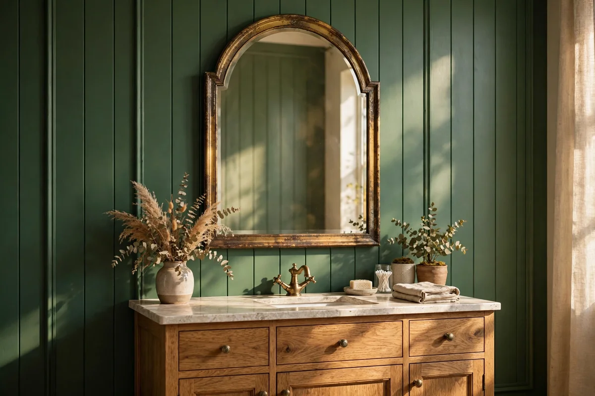 Choose an Arched Mirror With a Warm Antiqued Frame
