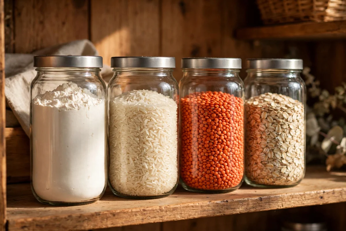 Decant Flour, Rice and Lentils Into Plain Glass Jars