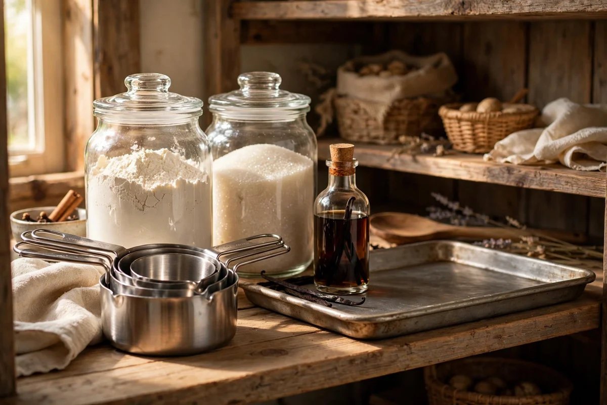 Build a Baking Corner With Flour, Sugar and Tools Together