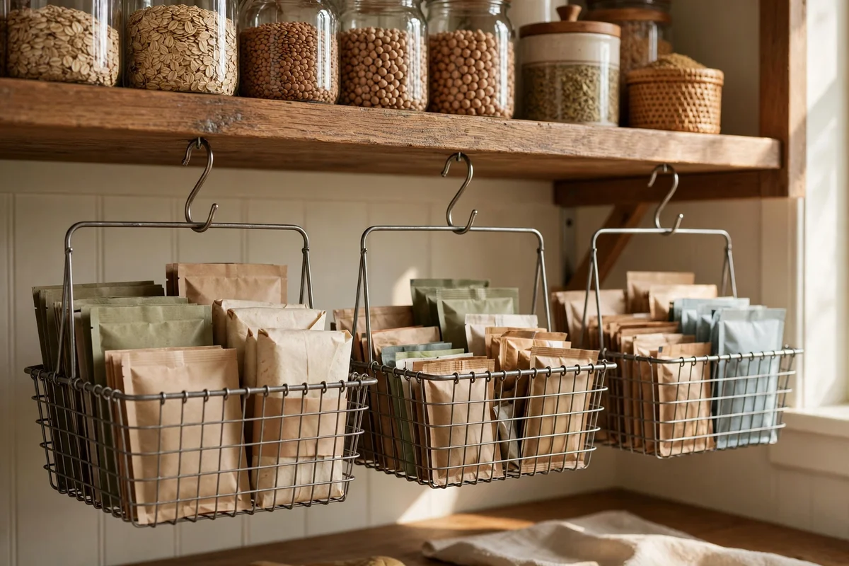 Hang Under Shelf Baskets Beneath Fixed Shelves