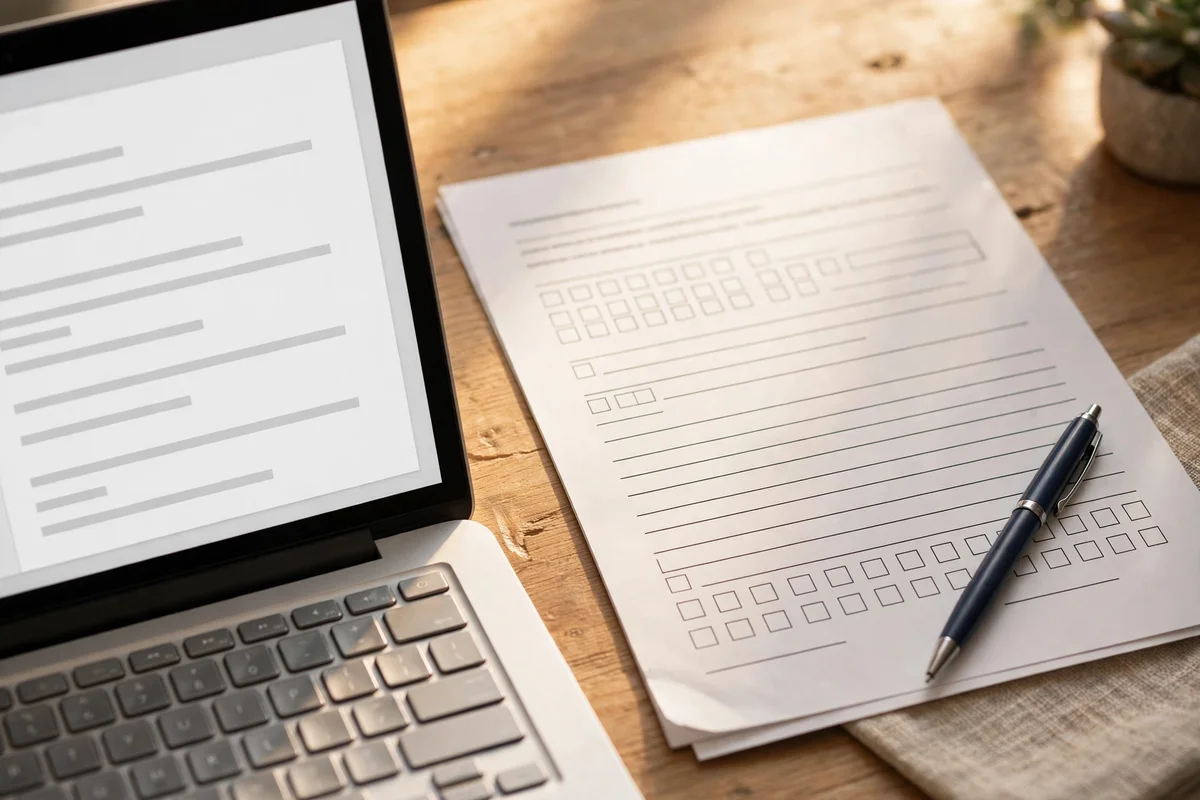 Tenant writing a landlord permission email at a tidy desk