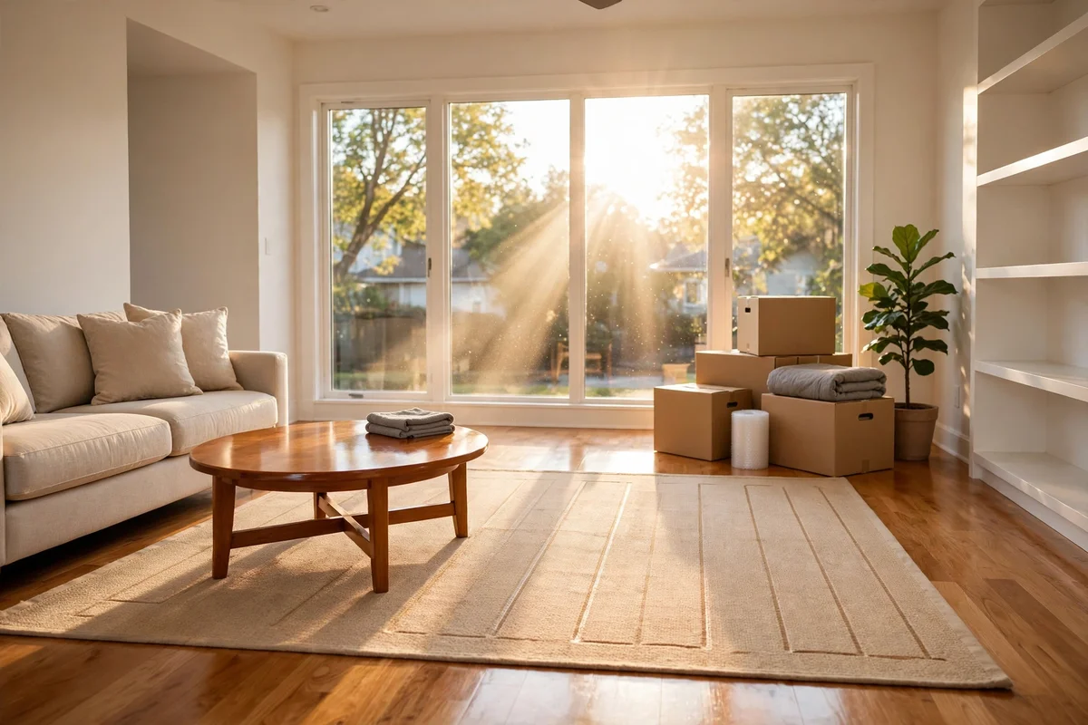 Deep cleaned living room ready for final move out inspection