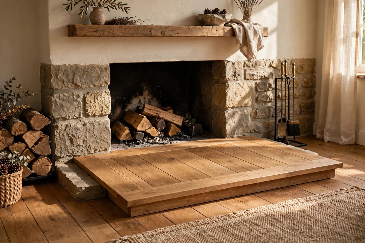 Extend the Hearth Apron 30 cm in Front of the Opening