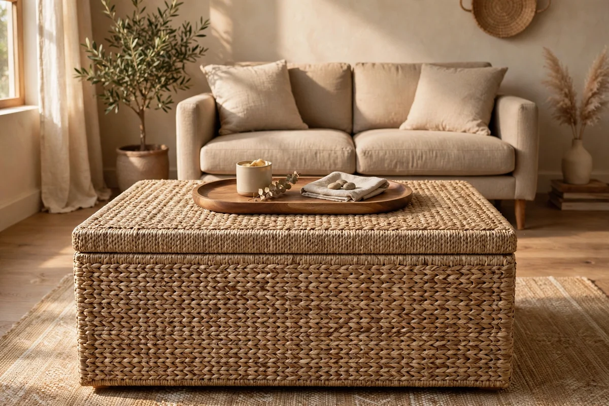 Swap the Coffee Table for a Lidded Ottoman With a Tray Top