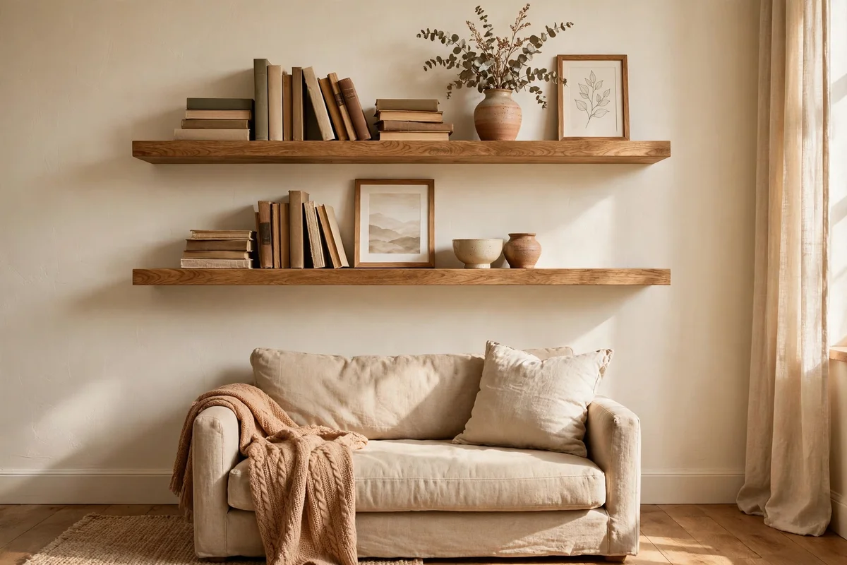 Mount Floating Shelves Above Seat Height Instead of a Bookcase