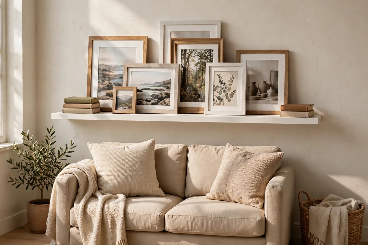 Fit a Slim Picture Ledge for Books and Family Frames