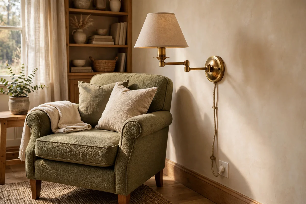Use Plug-In Wall Sconces Instead of Bulky Floor Lamps