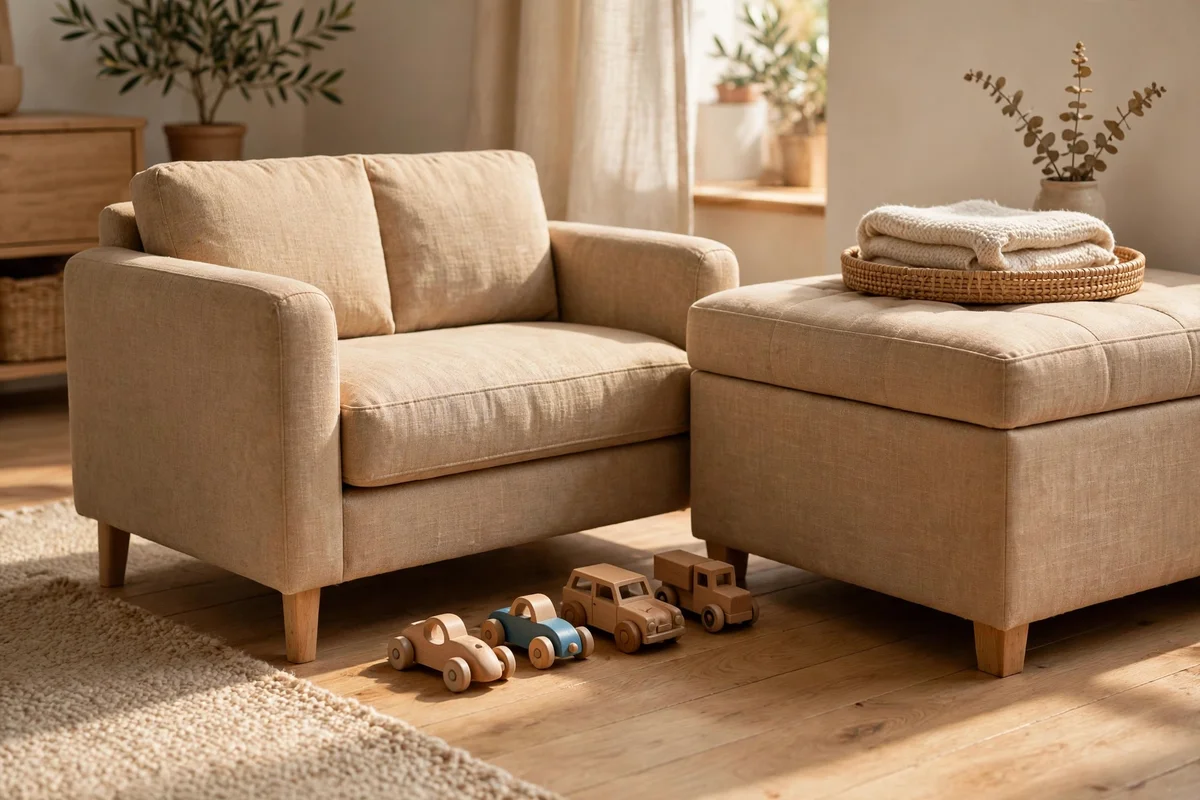 Leave 45 to 60 cm Between Sofa and Ottoman for Toy Traffic