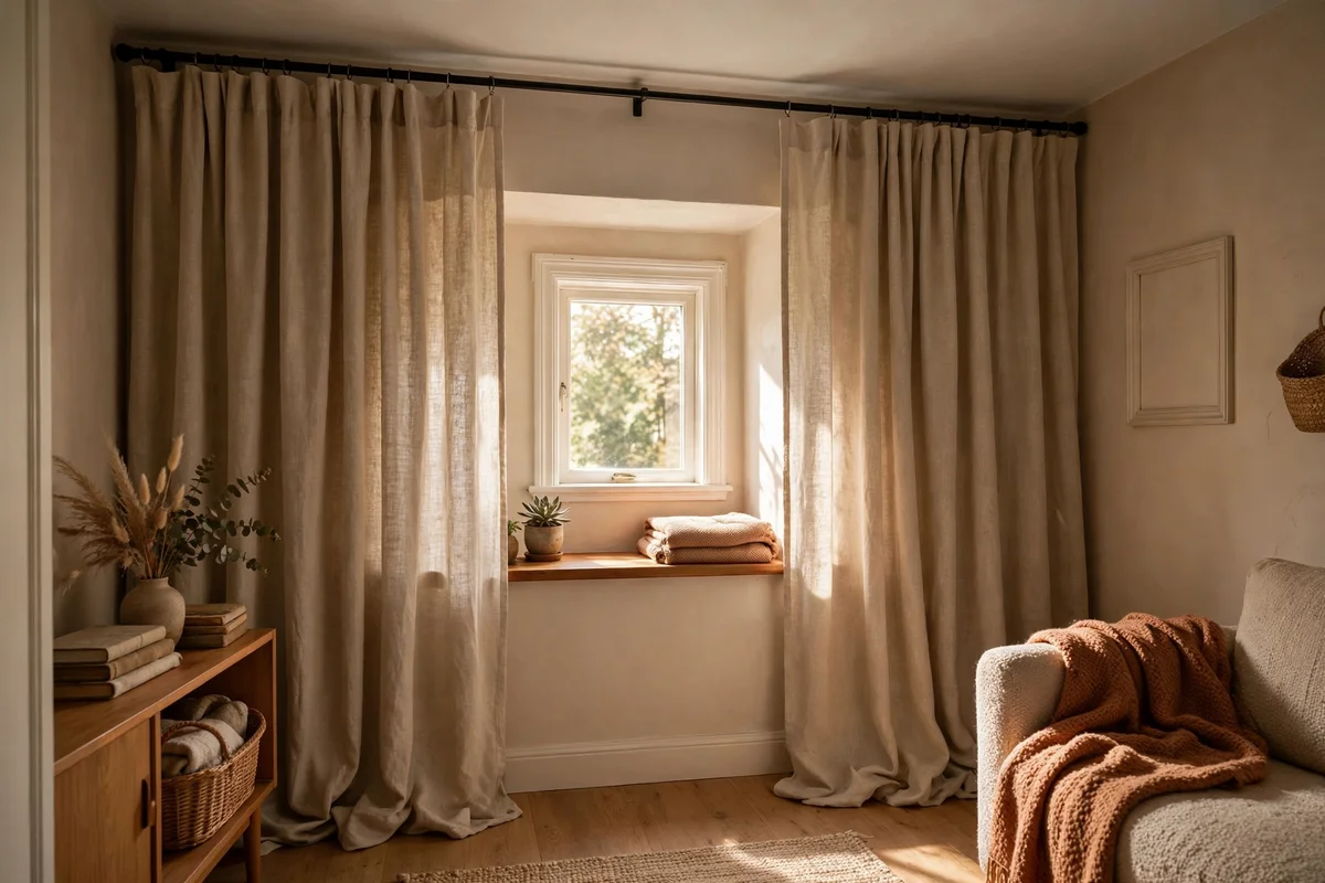 Hang Curtains High and Wide to Stretch the Wall