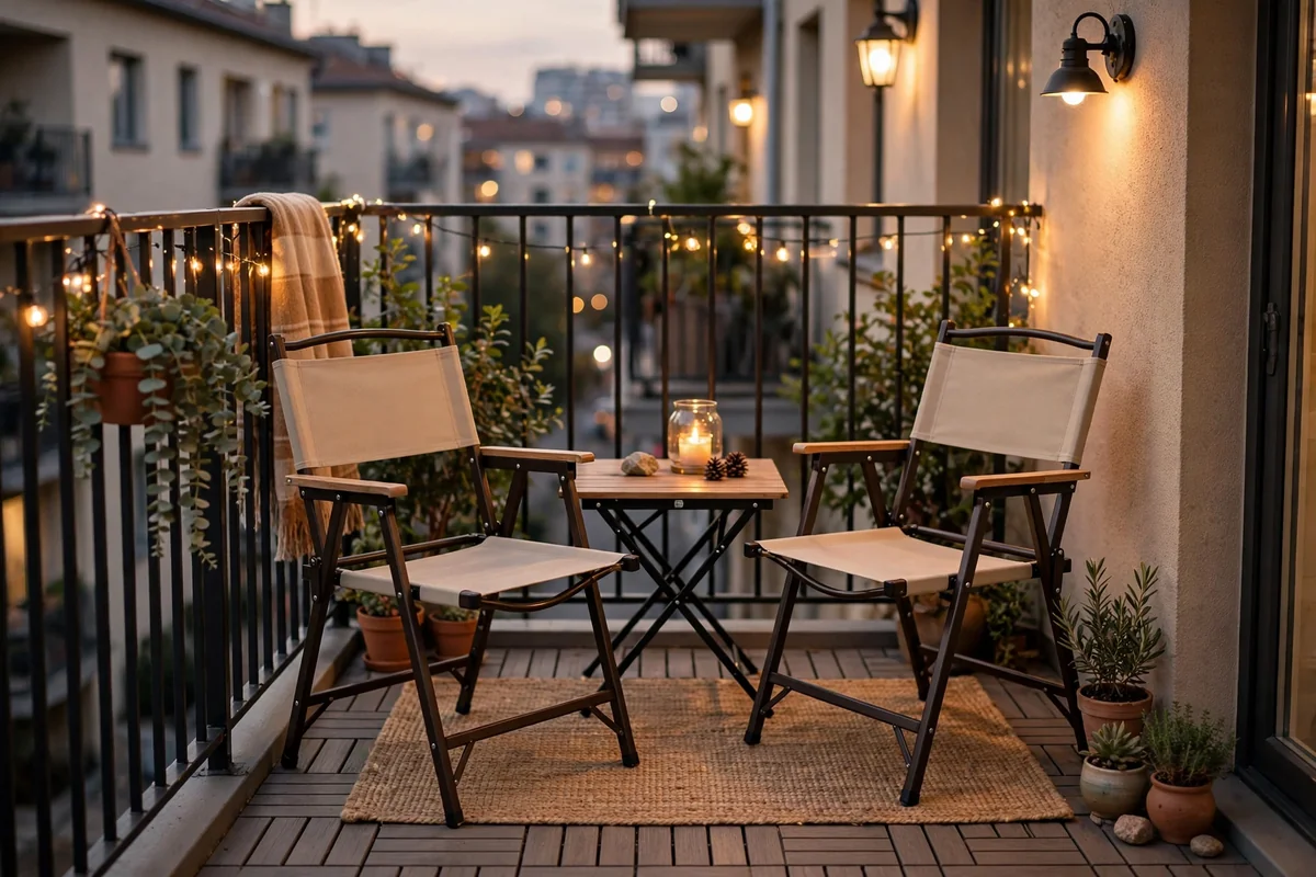 Folding furniture on small balcony