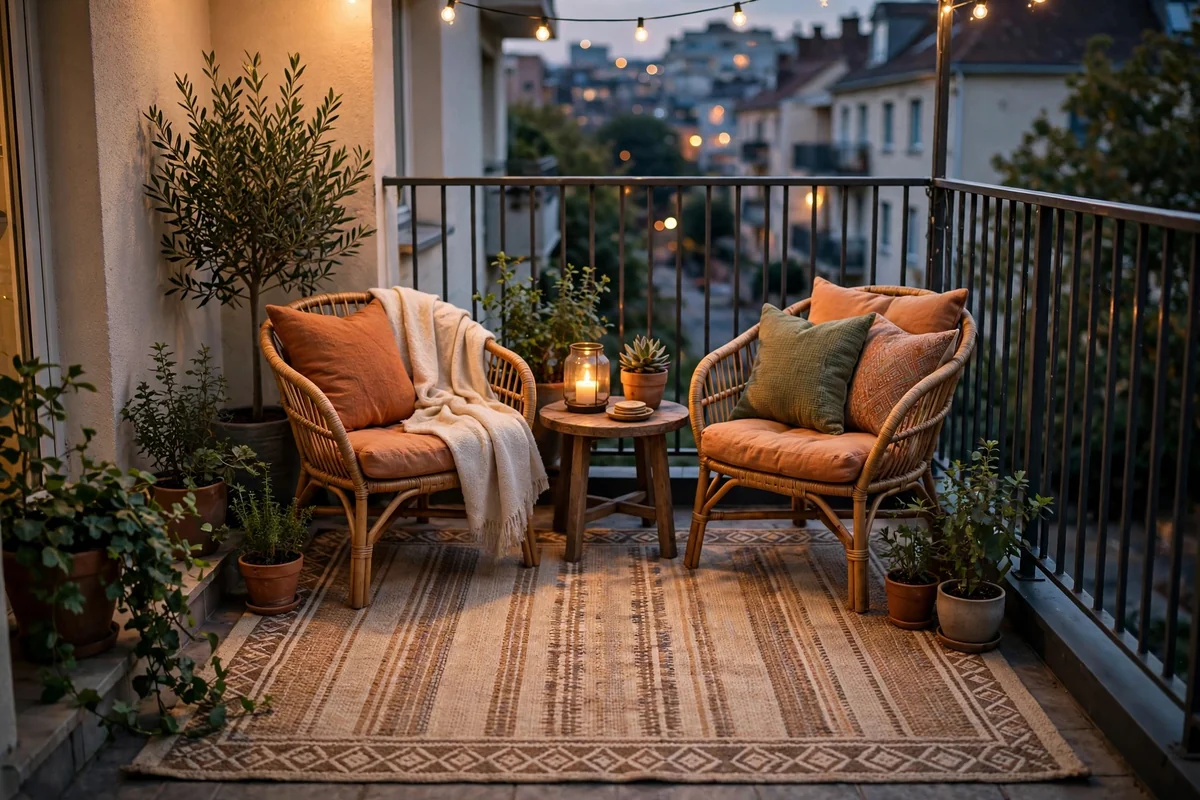Outdoor rug on small balcony
