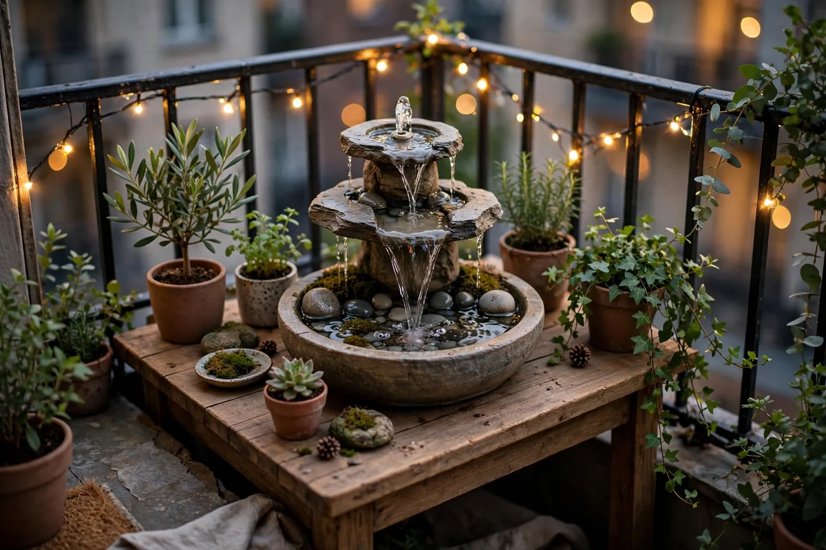 Small water feature on balcony