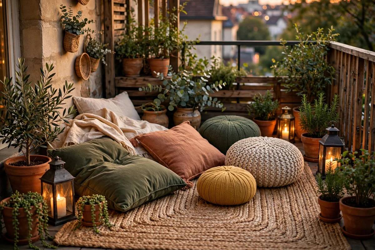Floor cushions on small balcony