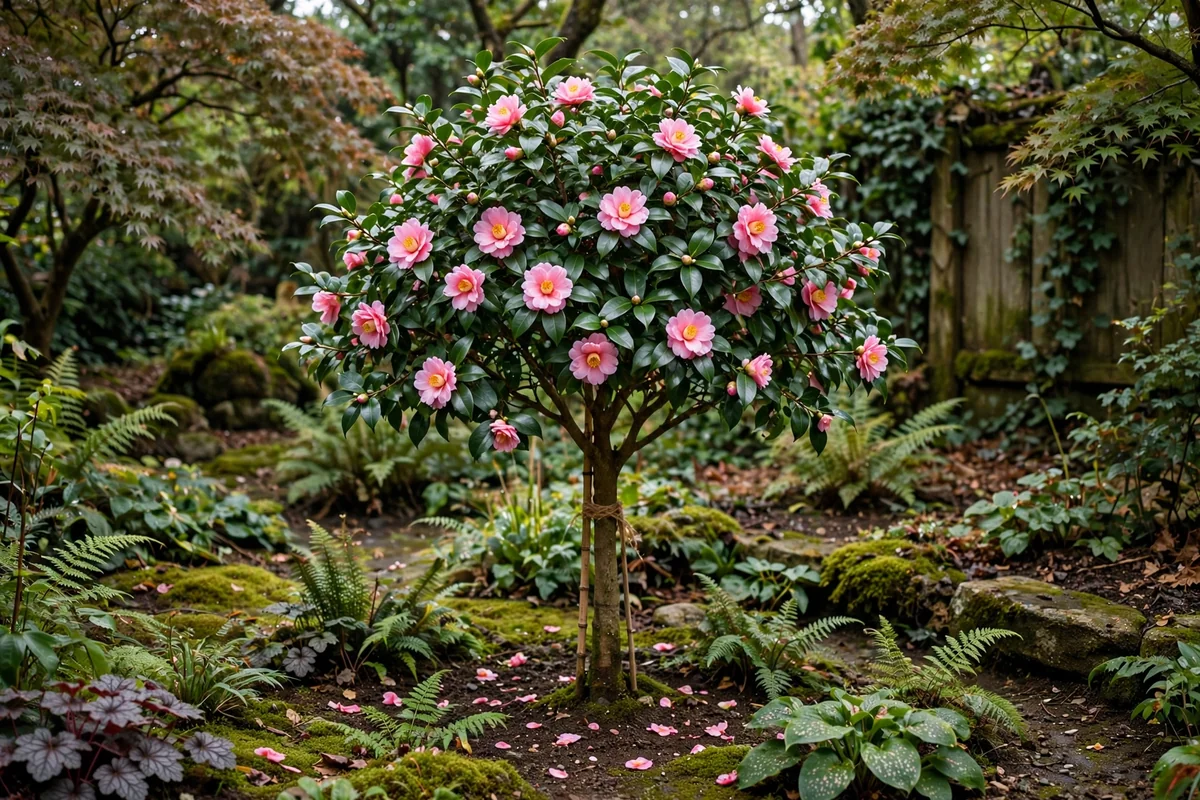 Camellia trained as a small tree