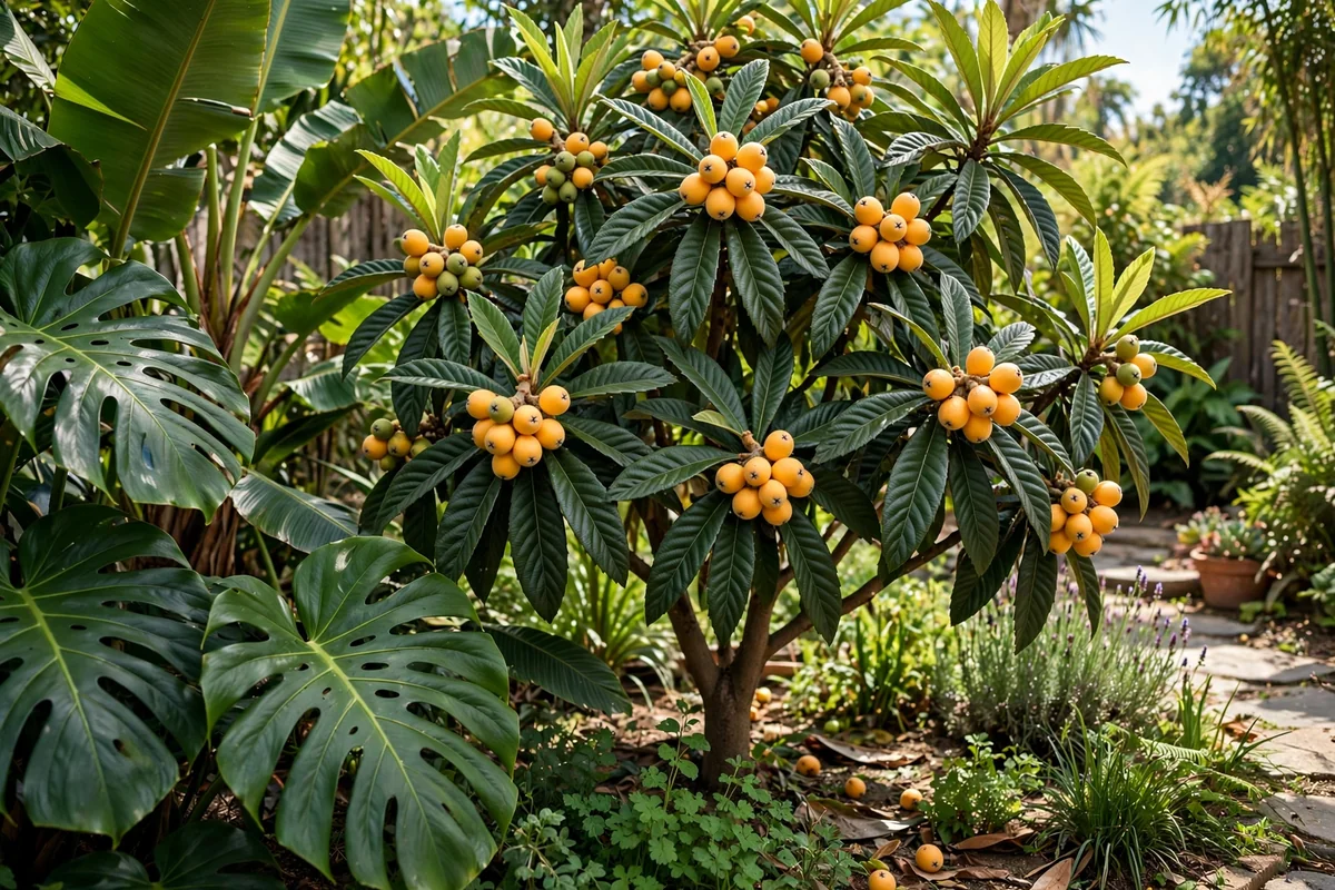 Loquat tree with fruit