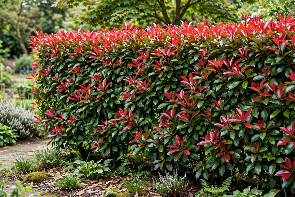 Red tip photinia hedge