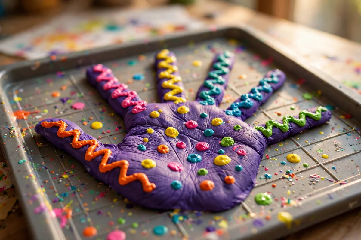 Handprint spider decorated with raised puffy paint dots