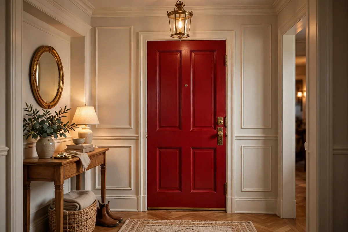 Bold colored interior front door