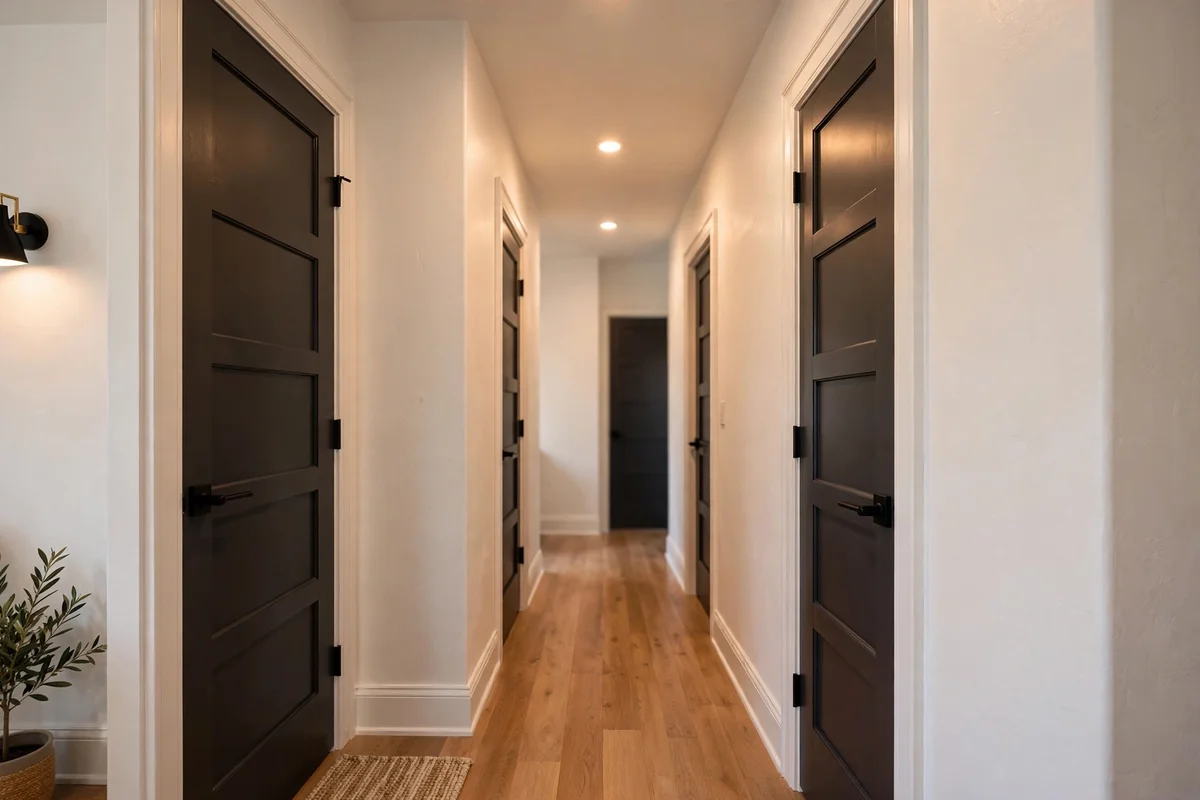 Dark doors in small hallway