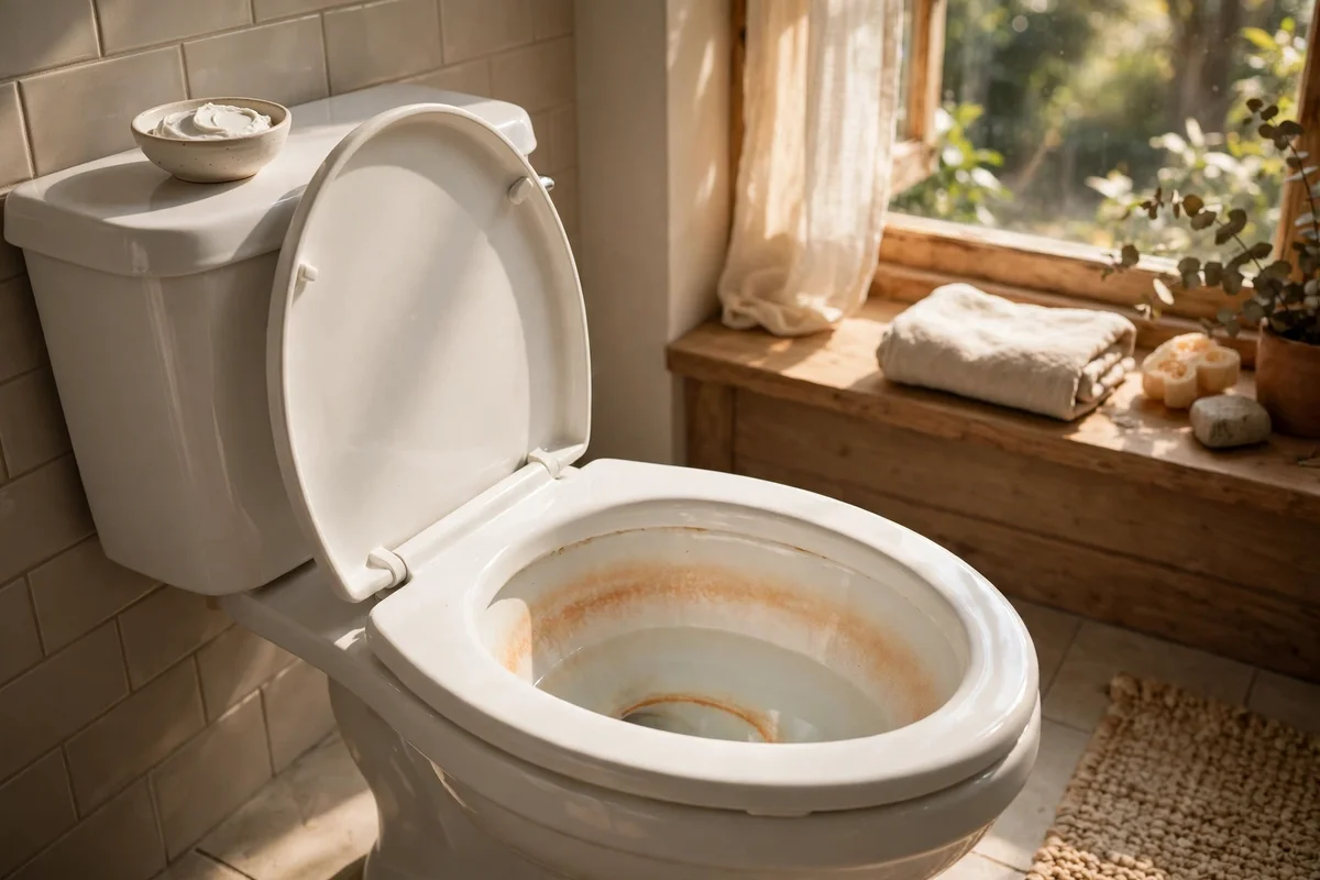 Rust stain lifting from porcelain with cream of tartar and peroxide paste