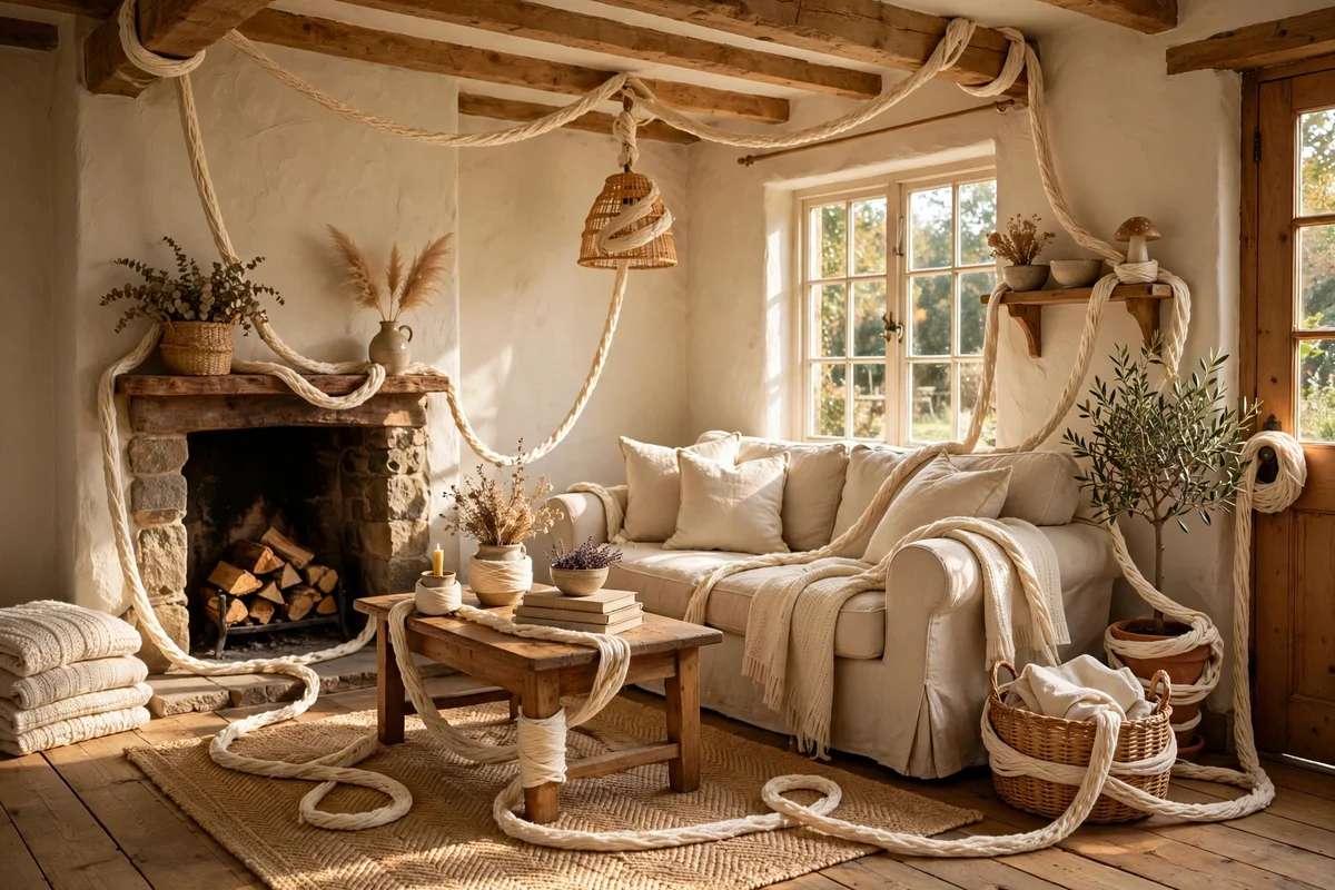A cottage room tied together by one warm cream colour thread