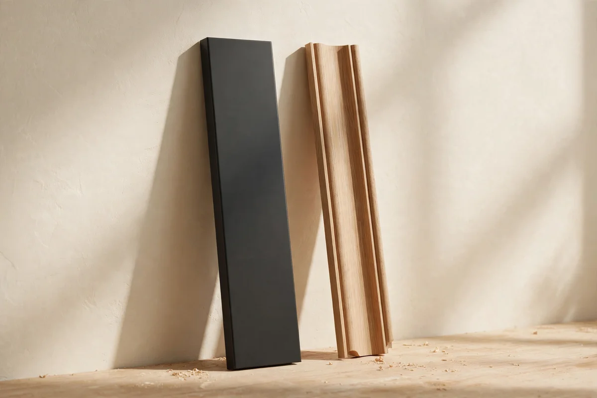 Flat modern trim profile beside a heritage curved profile