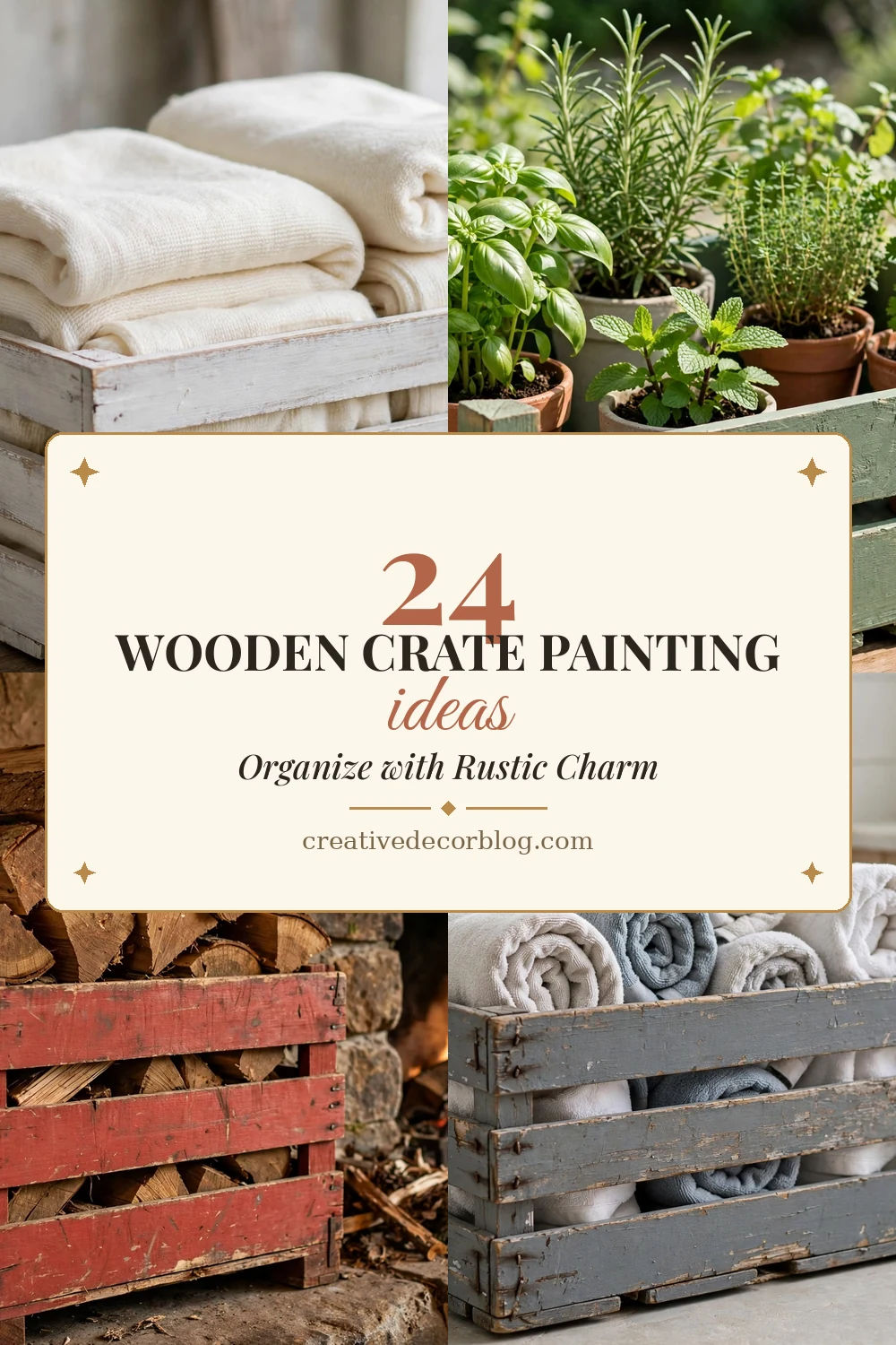 24 wooden crate painting ideas Pinterest pin collage