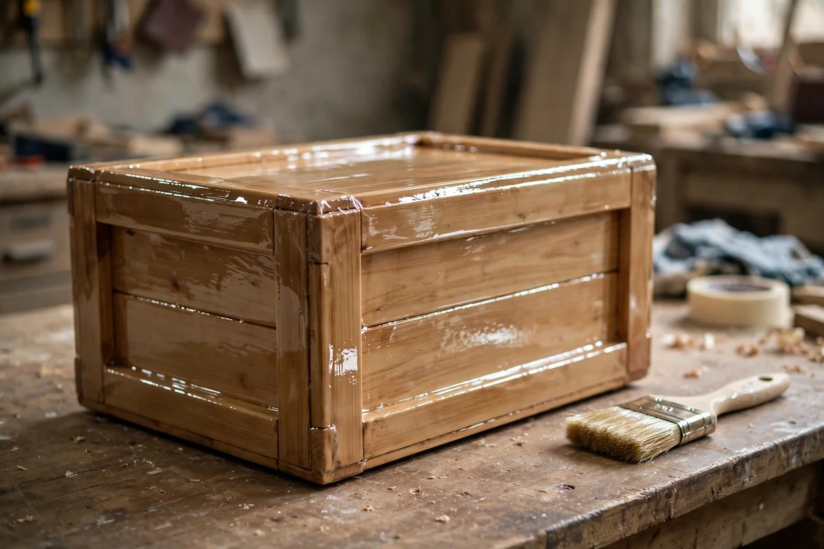 Sealed painted wooden crates